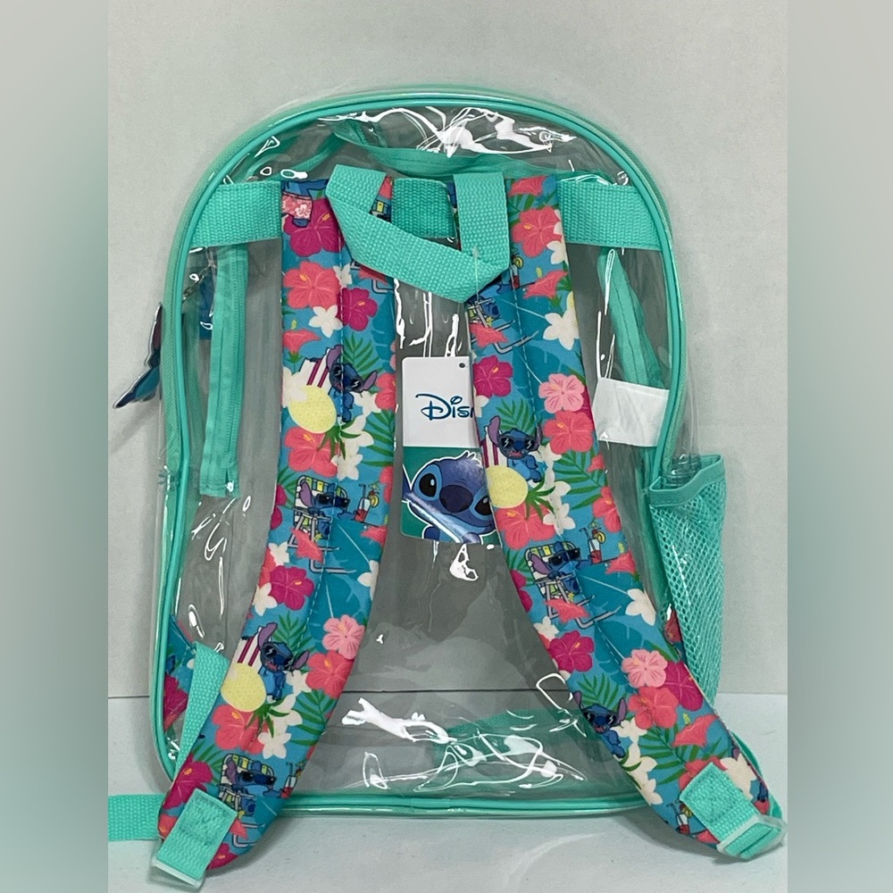 Disney Lilo & Stitch Transparent Backpack with Floral Trim